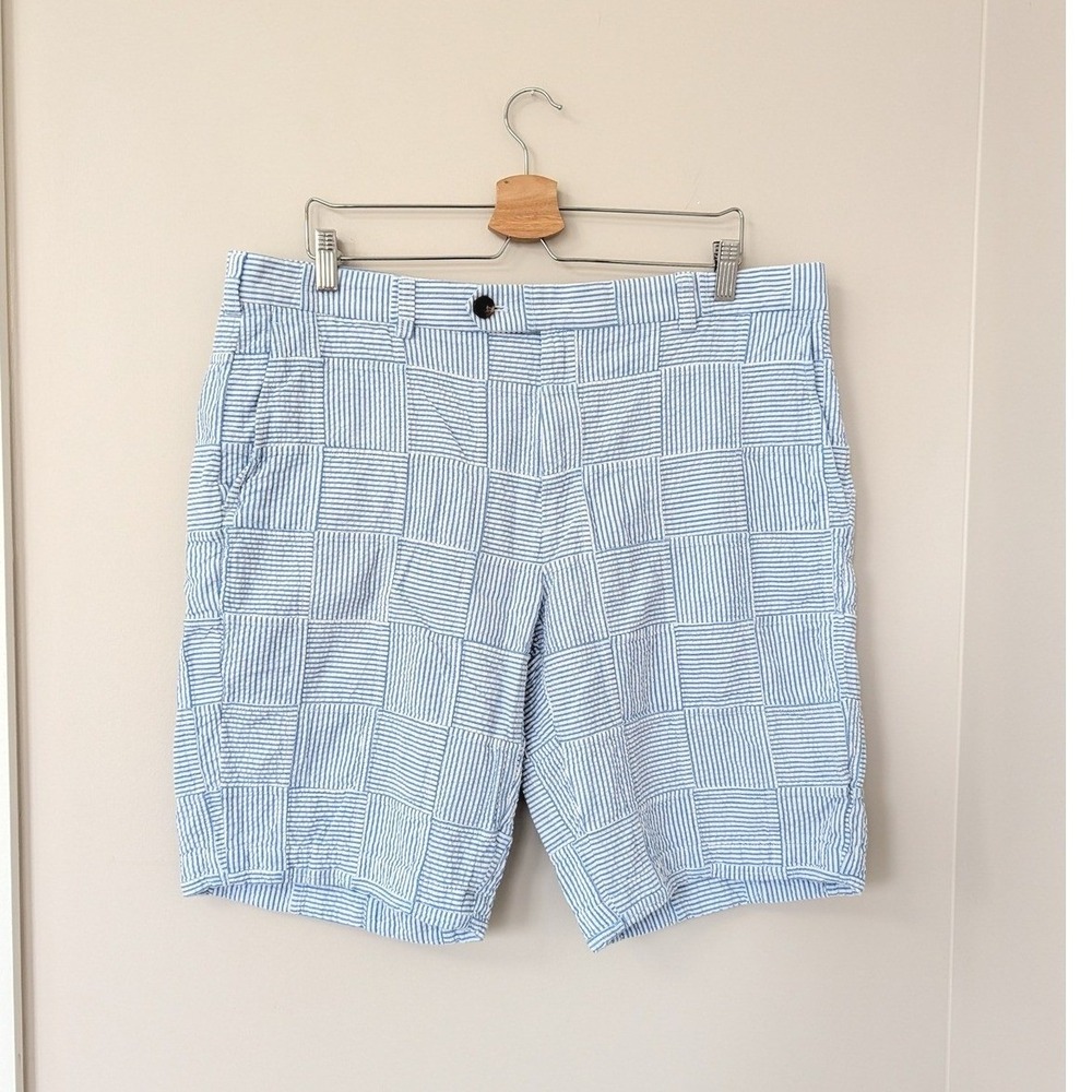 Brooks Brothers Mens Blue White Seersucker Patchwork Bermuda Shorts 38‎ Mardas